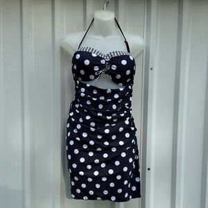 Polka Dot Halter Swim Dress